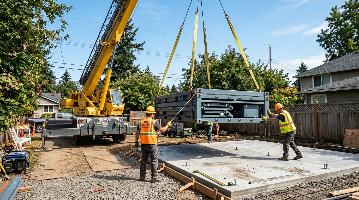 Jinjiama Prefab Housing Crane Offloading Walkthrough